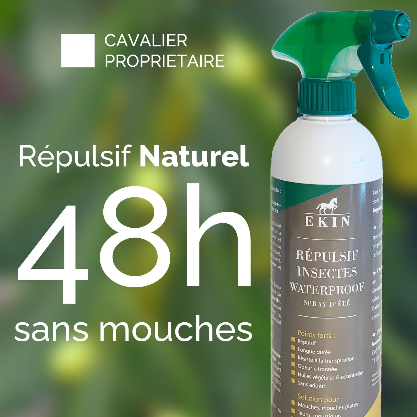 Ekin spray anti piqures d'insectes pour cheval d'équitation (anti mouche, anti moustique, anti tique, anti taon)